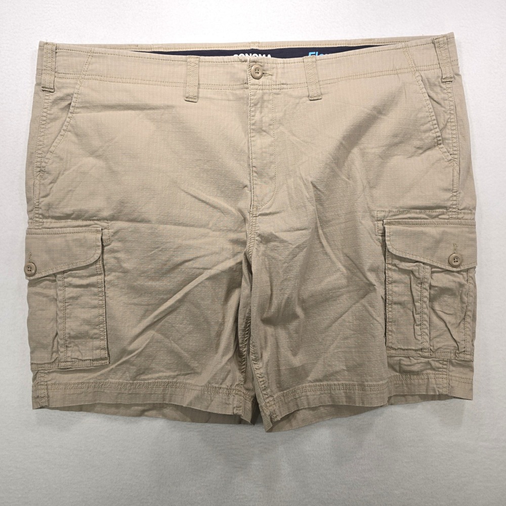 Sonoma Goods for Life Flexwear Mens 48 Tan Khaki Ripstop Cargo Shorts MS01X020XS